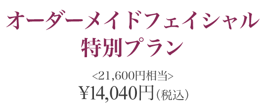 オーダーメイドフェイシャル特別プラン14,040円(税込)