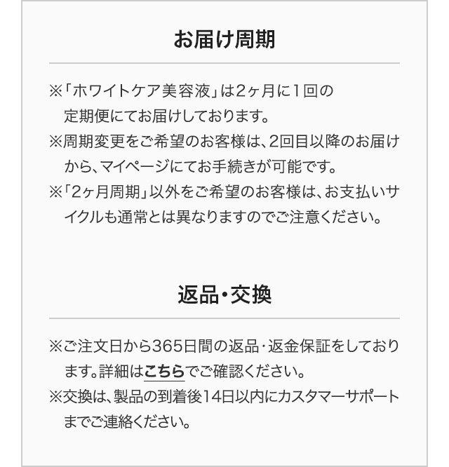 お届け周期と返品・交換