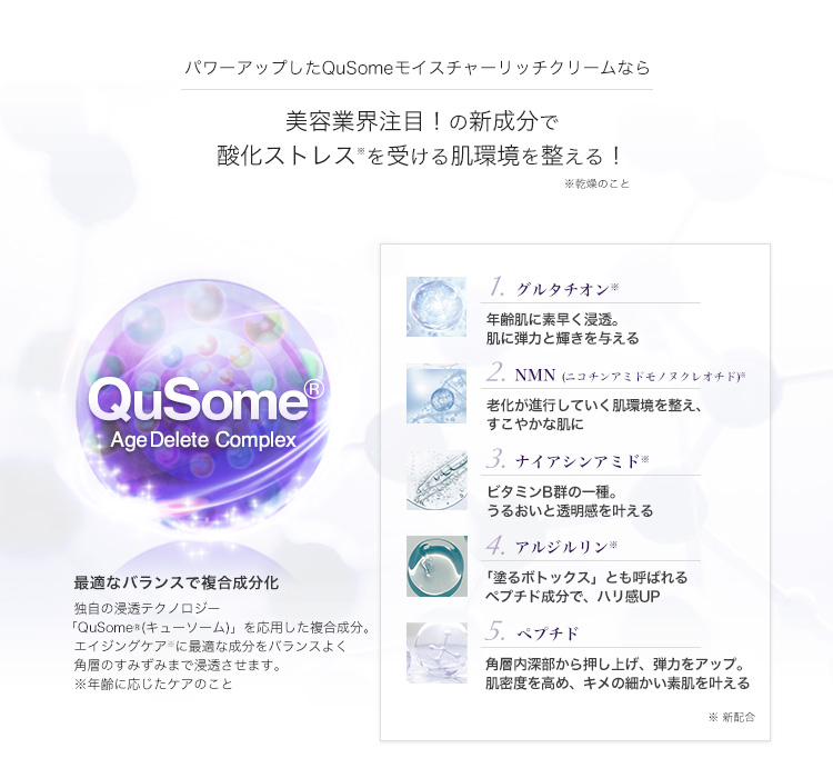 QuSomeモイスチャーリッチクリーム | スキンケア化粧品・サイエンス 