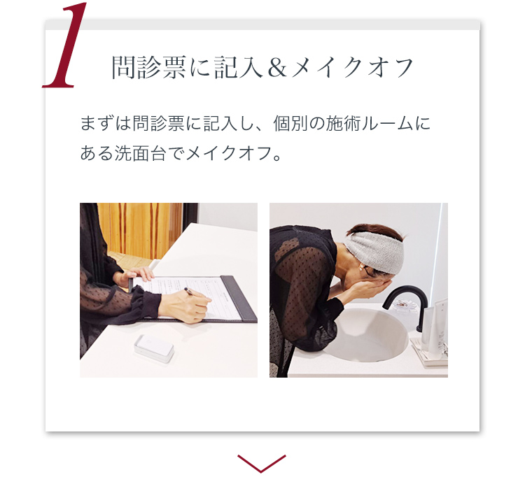 問診票に記入＆メイクオフ