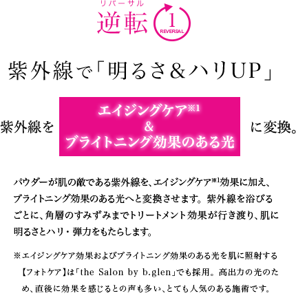 逆転1 紫外線で「明るさ＆ハリUP」