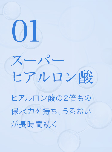 スーパーヒアルロン酸 ヒアルロン酸の2倍もの保水力を持ち、うるおいが長時間続く