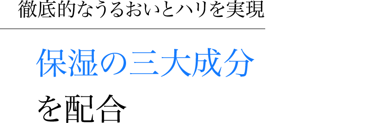 徹底的なうるおいとハリを実現保湿の三大成分を配合