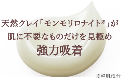 天然クレイ「モンモリロナイト」が肌に不要なものだけを見極め強力吸着